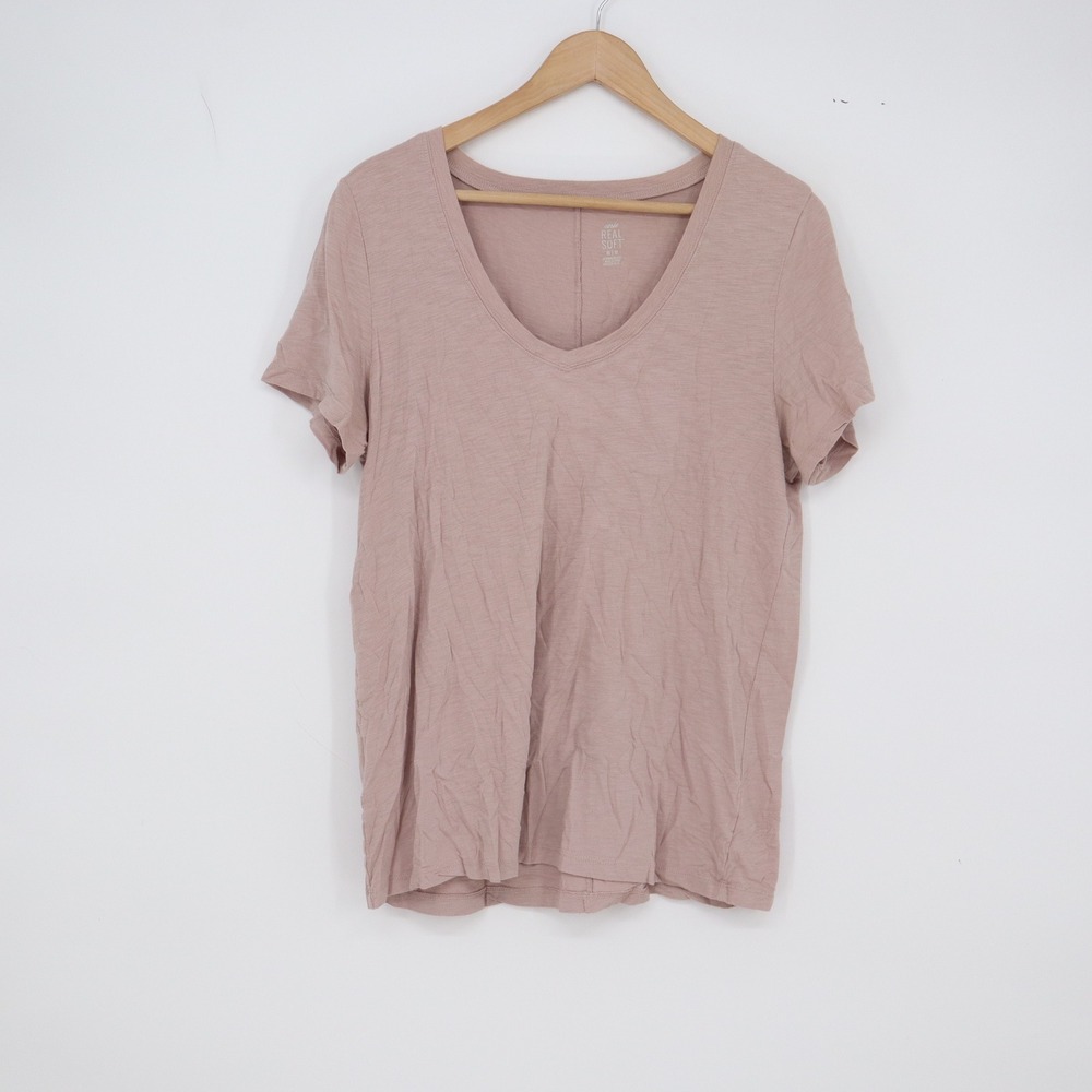 Aerie T-Shirt Womens M Real Soft Mauve Pink V-Neck Short Sleeve Excellent